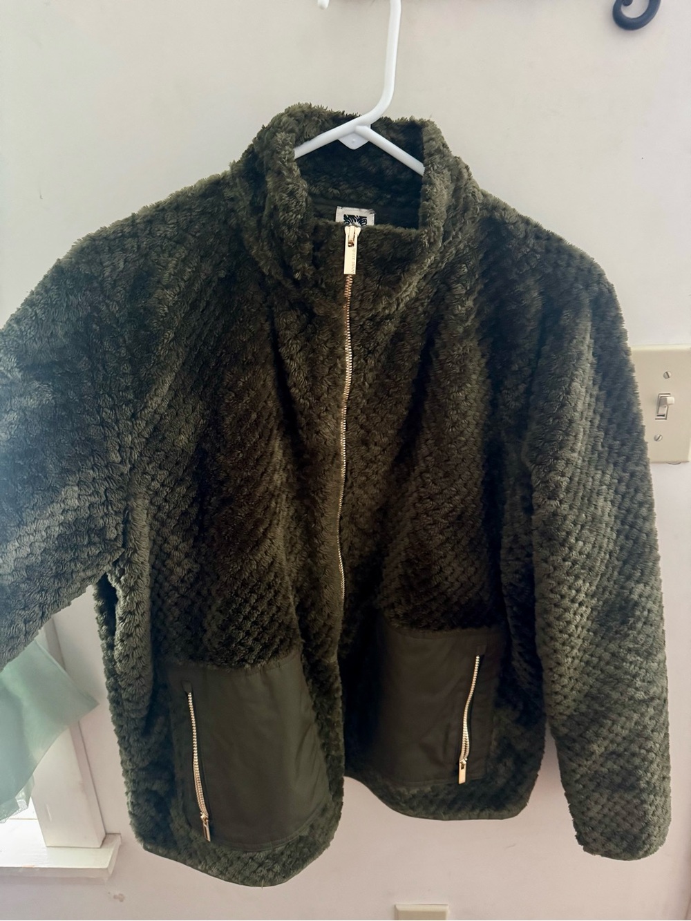 Anne Klein Green Sporty Fleece Zip up